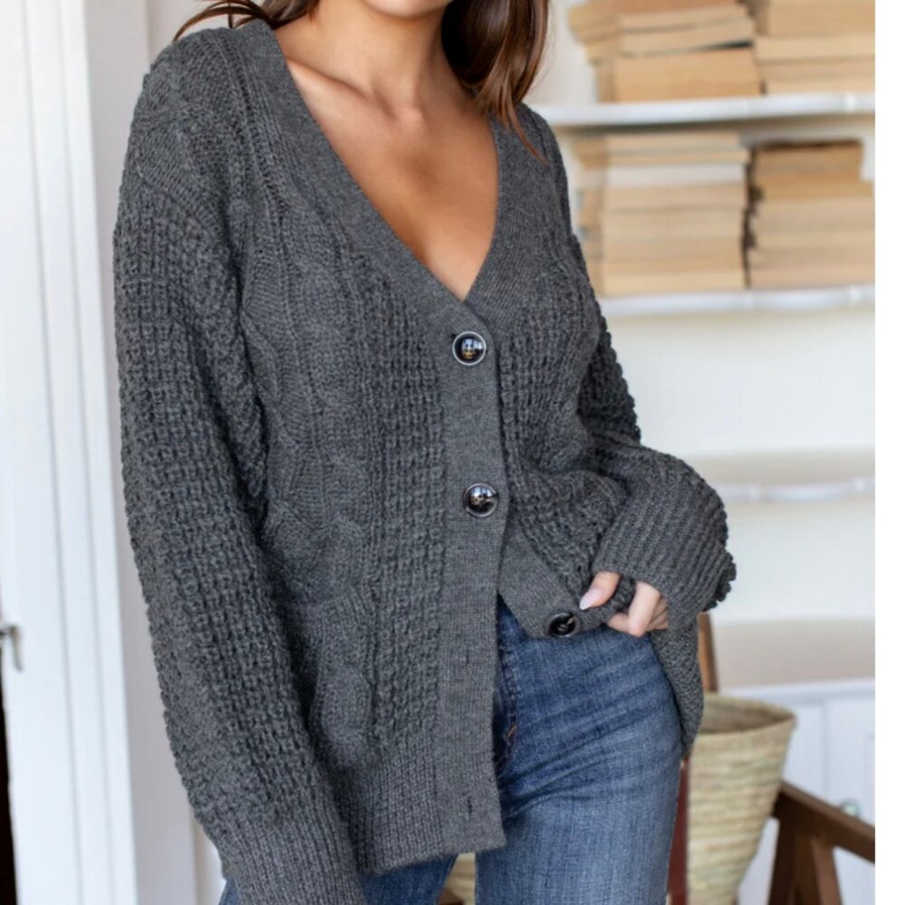 Emerson Fry Cozy Cable Cardigan - Alpaca - Charcoal